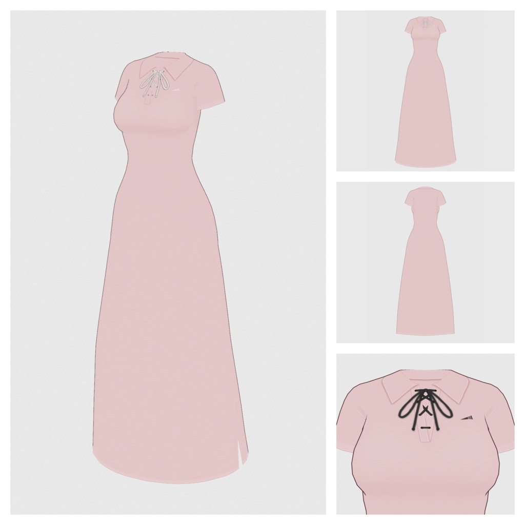 【#VRoid】レースアップポロワンピース【#vroidcustomitem】