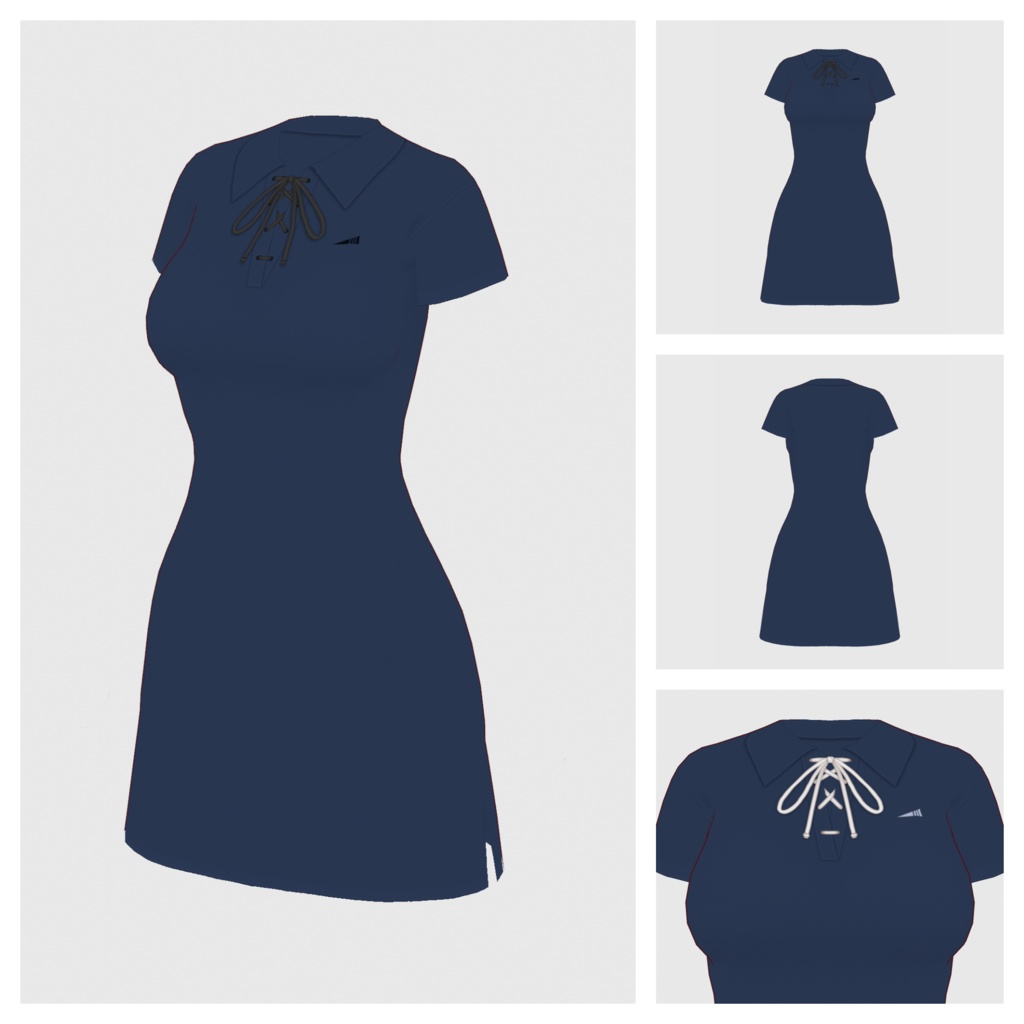 【#VRoid】レースアップポロワンピース【#vroidcustomitem】