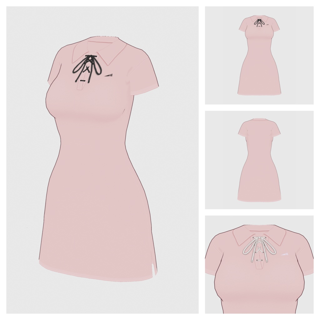 【#VRoid】レースアップポロワンピース【#vroidcustomitem】