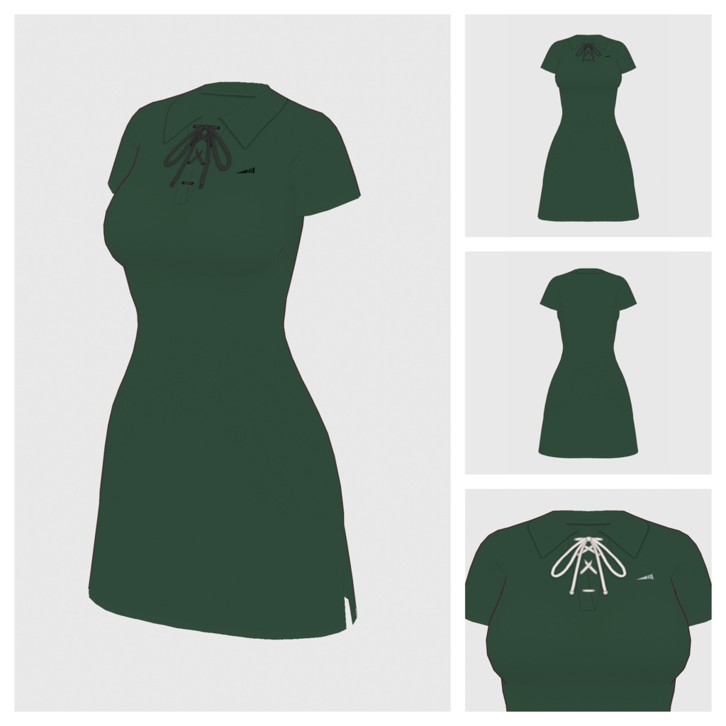 【#VRoid】レースアップポロワンピース【#vroidcustomitem】