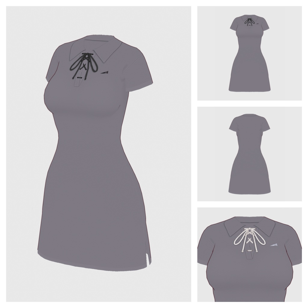 【#VRoid】レースアップポロワンピース【#vroidcustomitem】