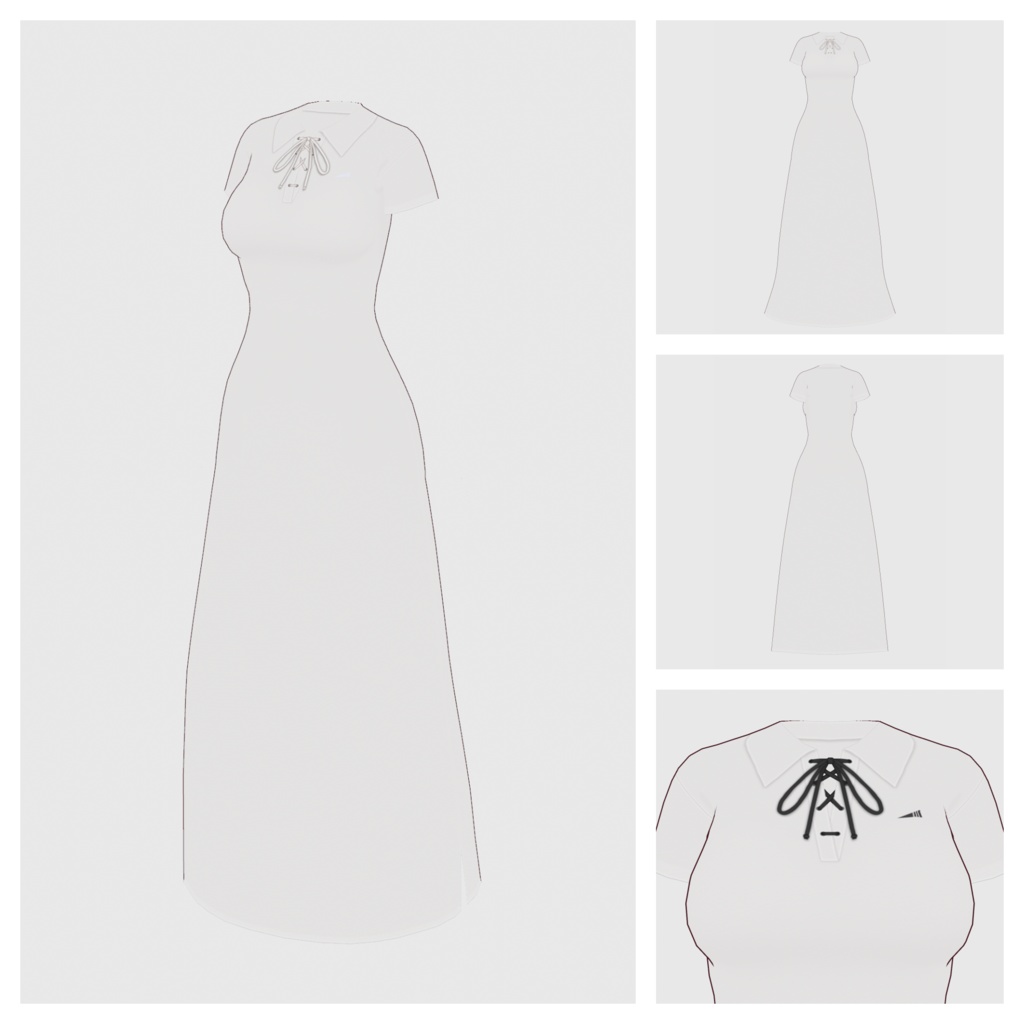 【#VRoid】レースアップポロワンピース【#vroidcustomitem】