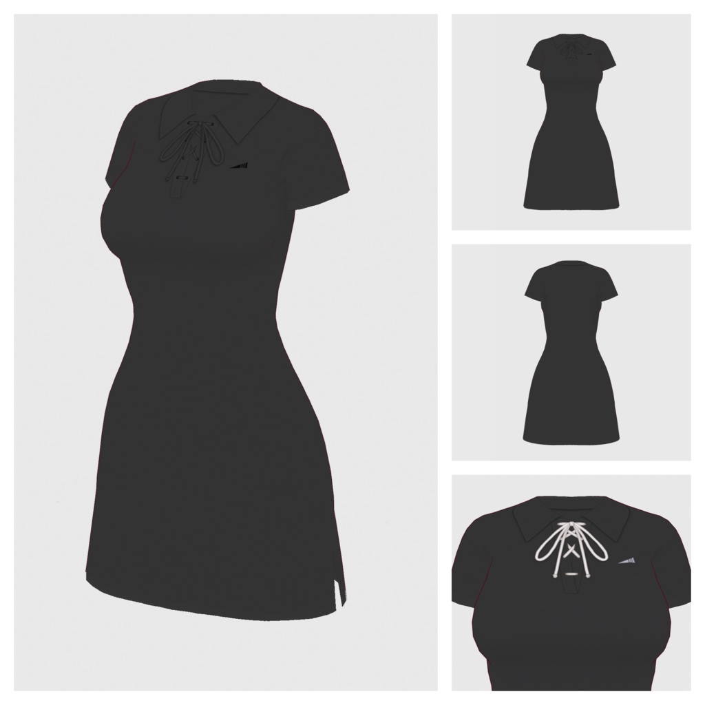 【#VRoid】レースアップポロワンピース【#vroidcustomitem】