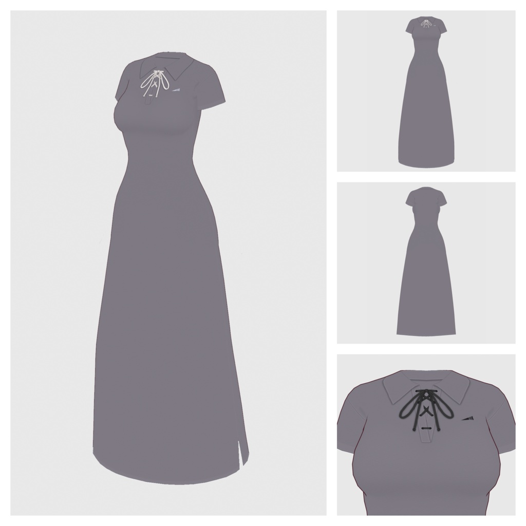 【#VRoid】レースアップポロワンピース【#vroidcustomitem】