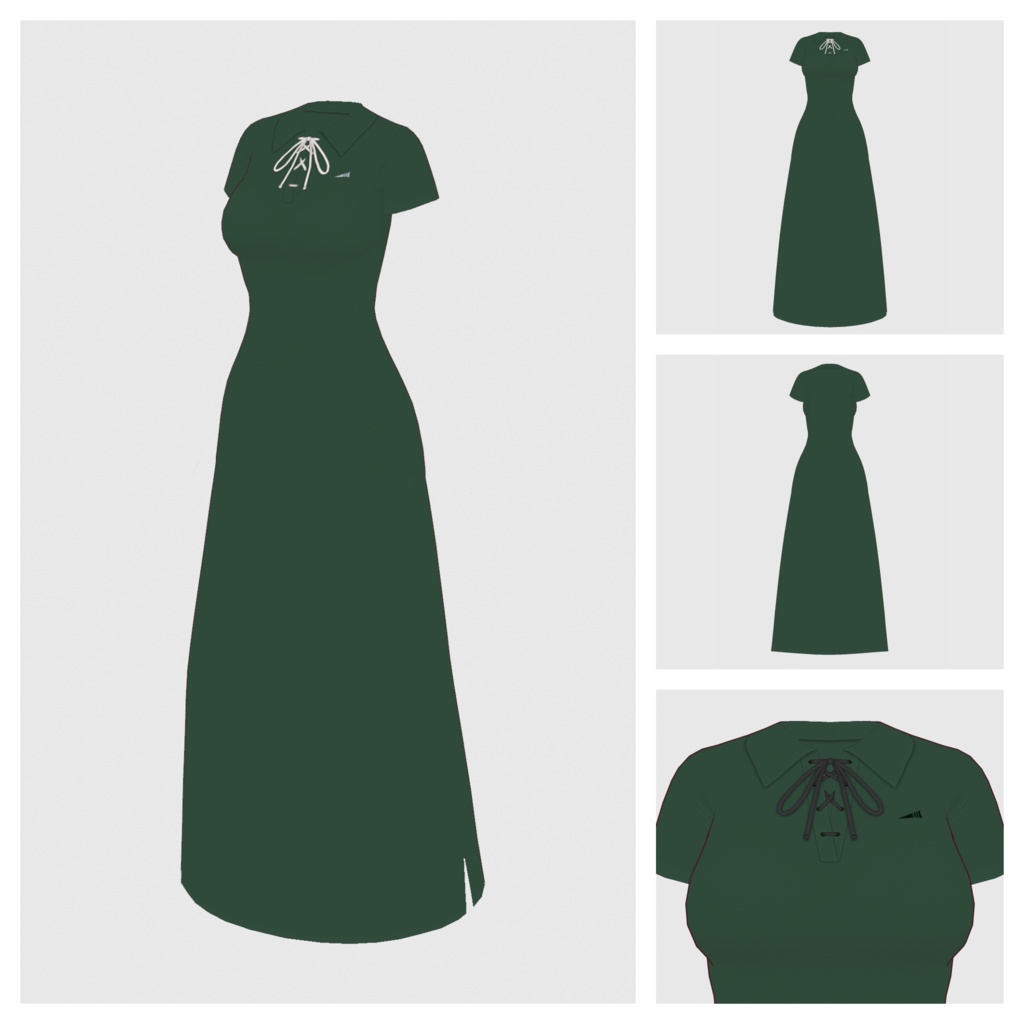 【#VRoid】レースアップポロワンピース【#vroidcustomitem】