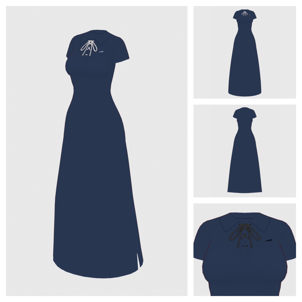 【#VRoid】レースアップポロワンピース【#vroidcustomitem】