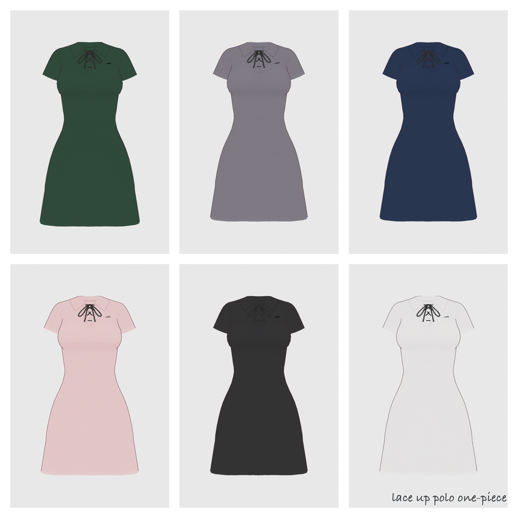 【#VRoid】レースアップポロワンピース【#vroidcustomitem】