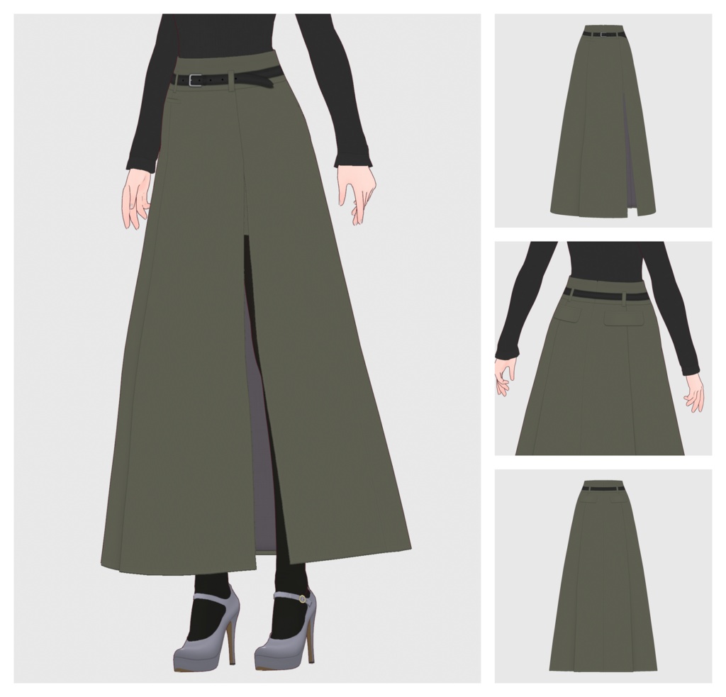 【#VRoid】サイドスリットマキシスカート【#vroidcustomitem】
