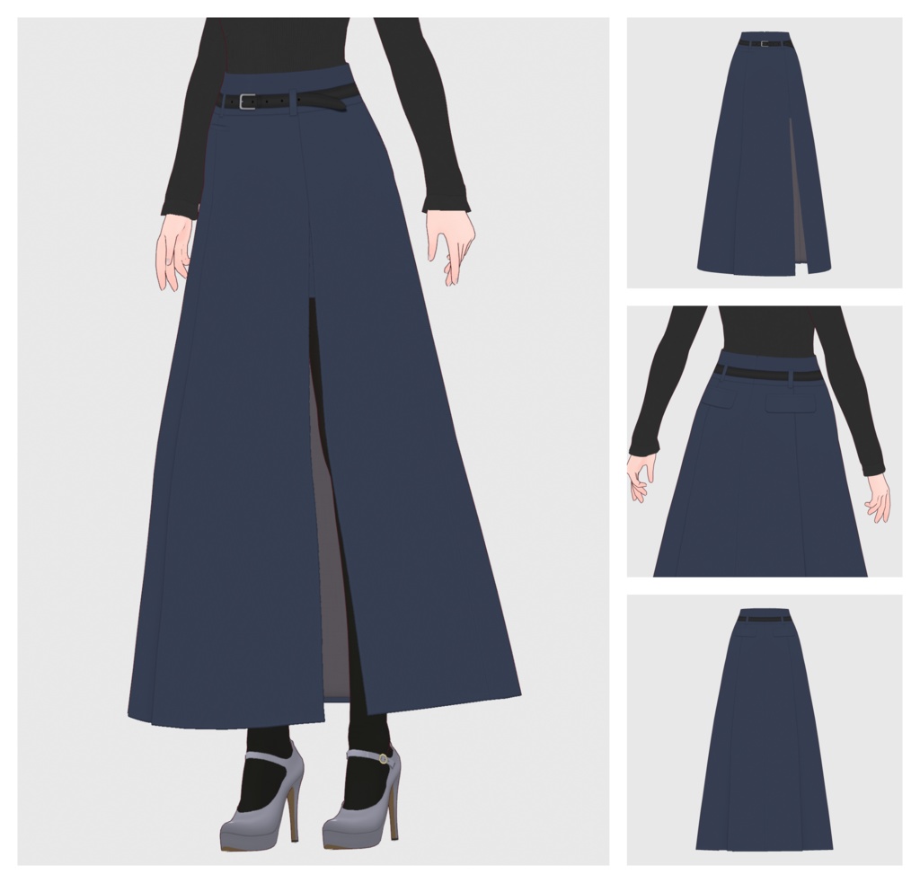 【#VRoid】サイドスリットマキシスカート【#vroidcustomitem】