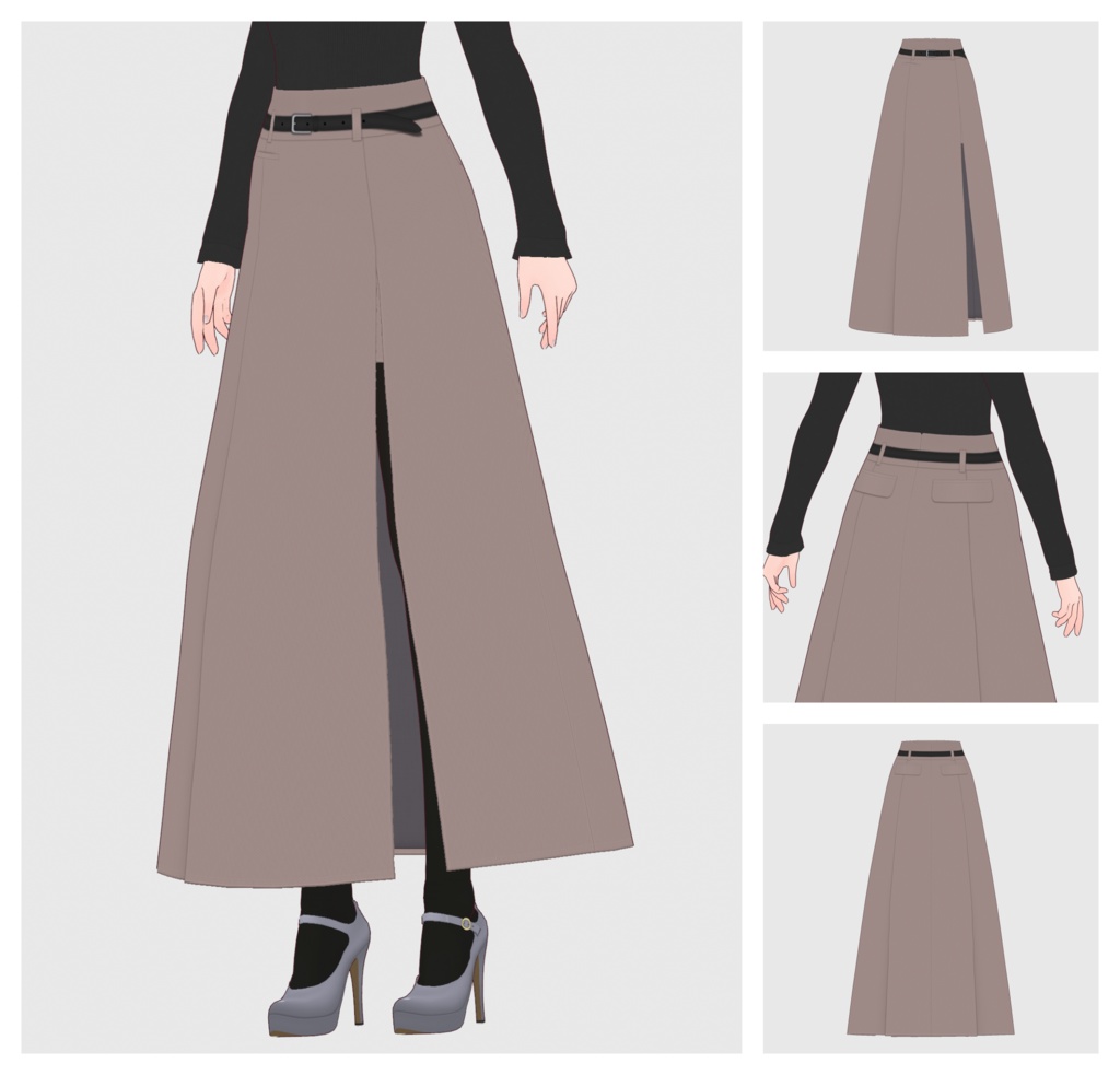 【#VRoid】サイドスリットマキシスカート【#vroidcustomitem】