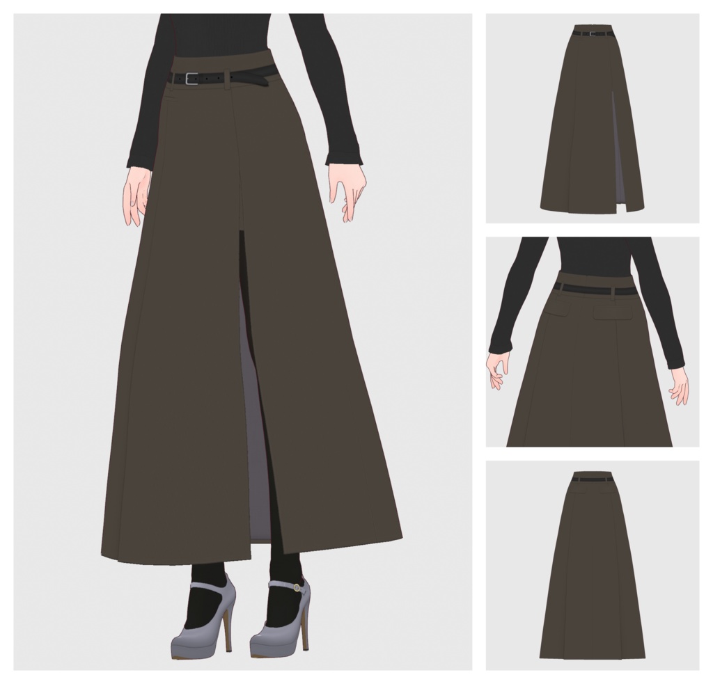 【#VRoid】サイドスリットマキシスカート【#vroidcustomitem】