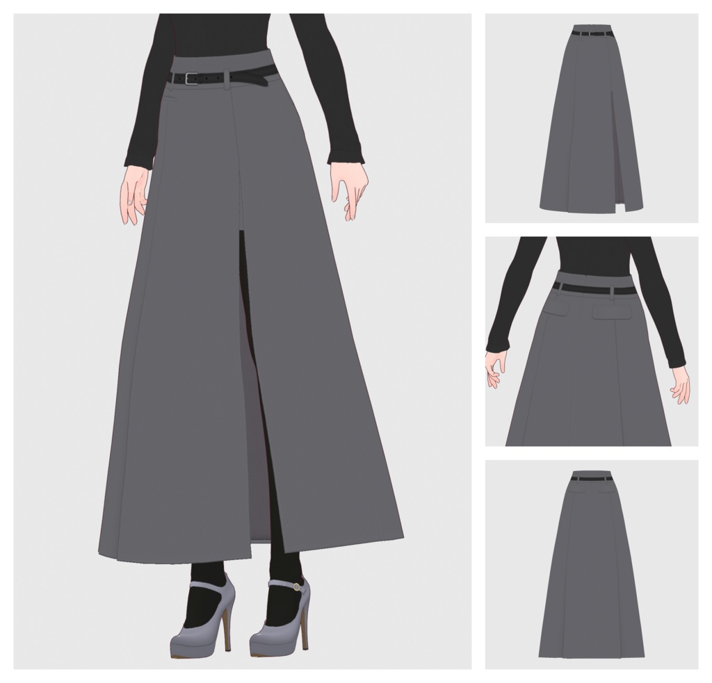 【#VRoid】サイドスリットマキシスカート【#vroidcustomitem】