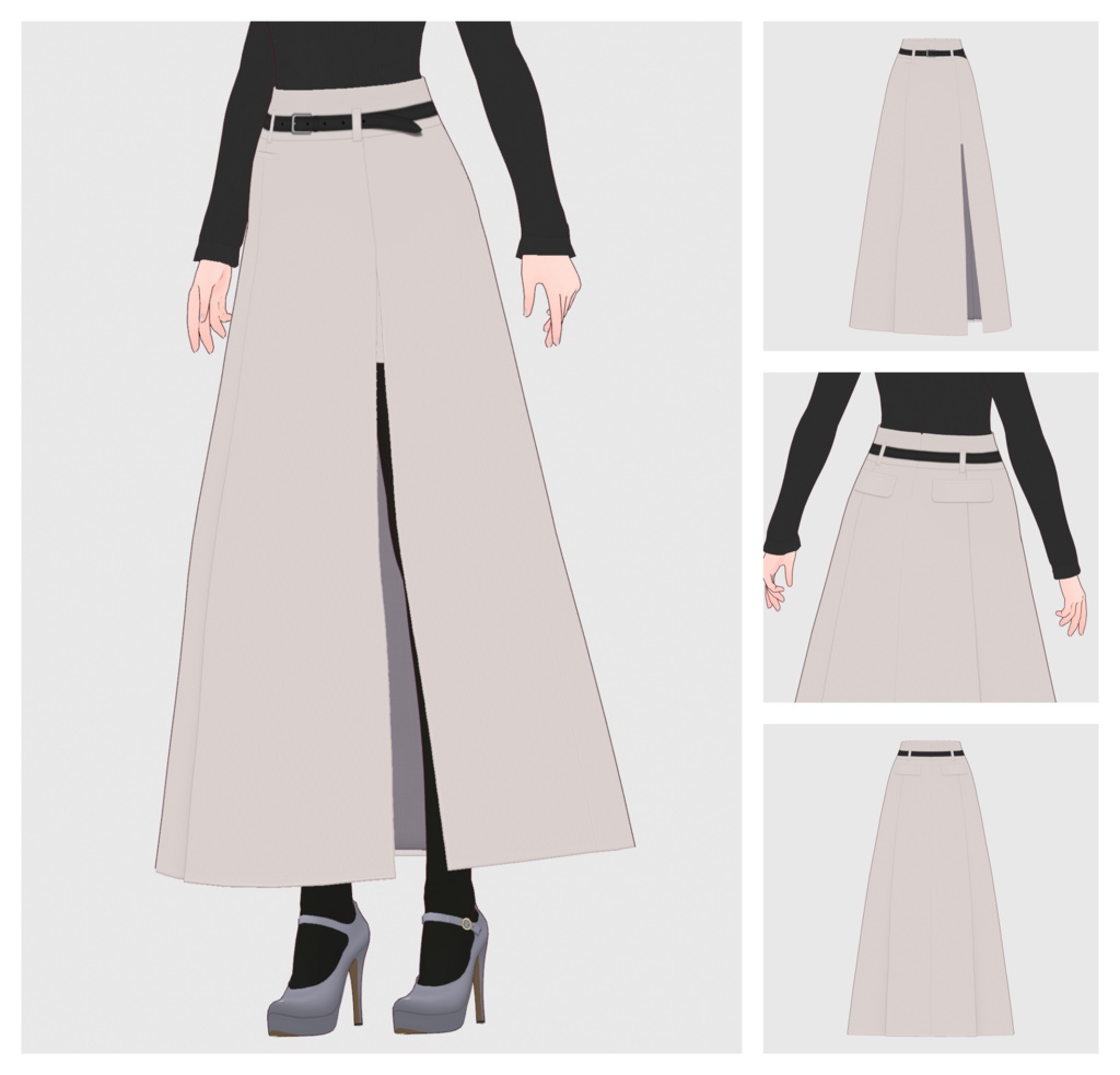 【#VRoid】サイドスリットマキシスカート【#vroidcustomitem】