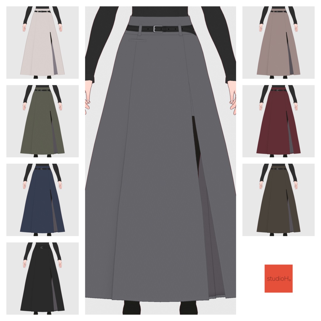 【#VRoid】サイドスリットマキシスカート【#vroidcustomitem】