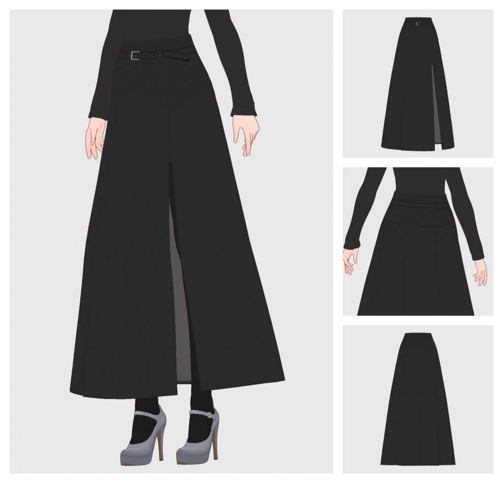 【#VRoid】サイドスリットマキシスカート【#vroidcustomitem】