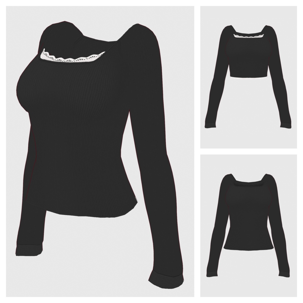 【#VRoid】スクエアネックトップス【#vroidcustomitem】