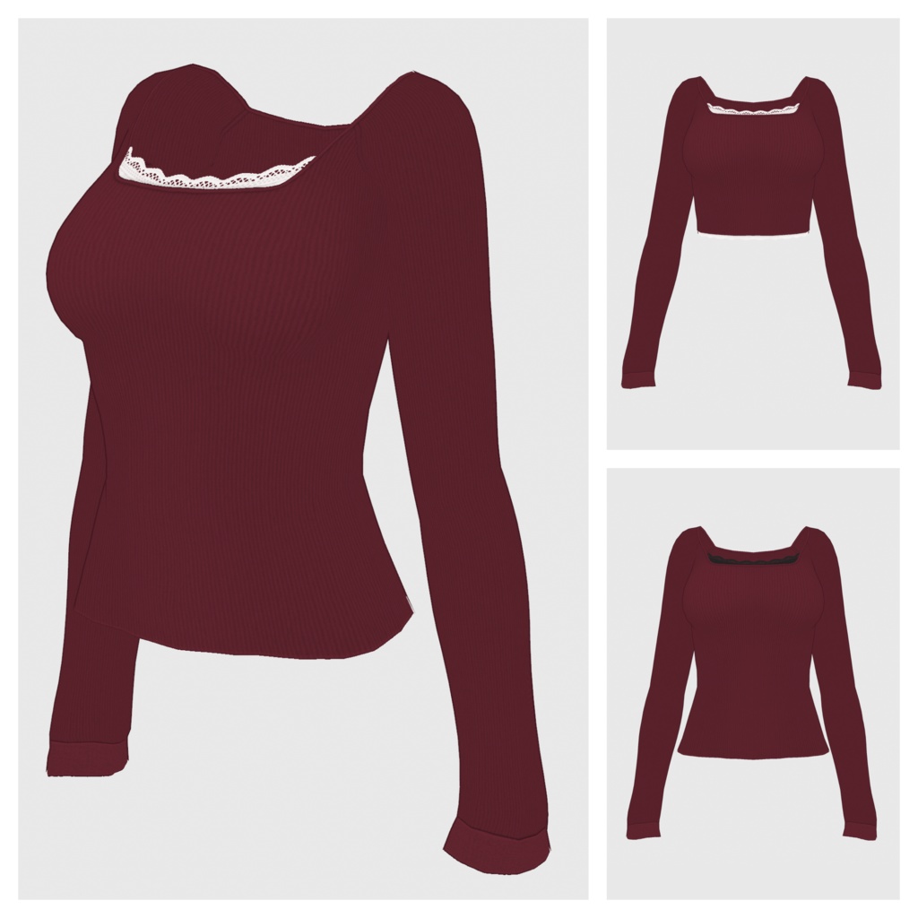 【#VRoid】スクエアネックトップス【#vroidcustomitem】