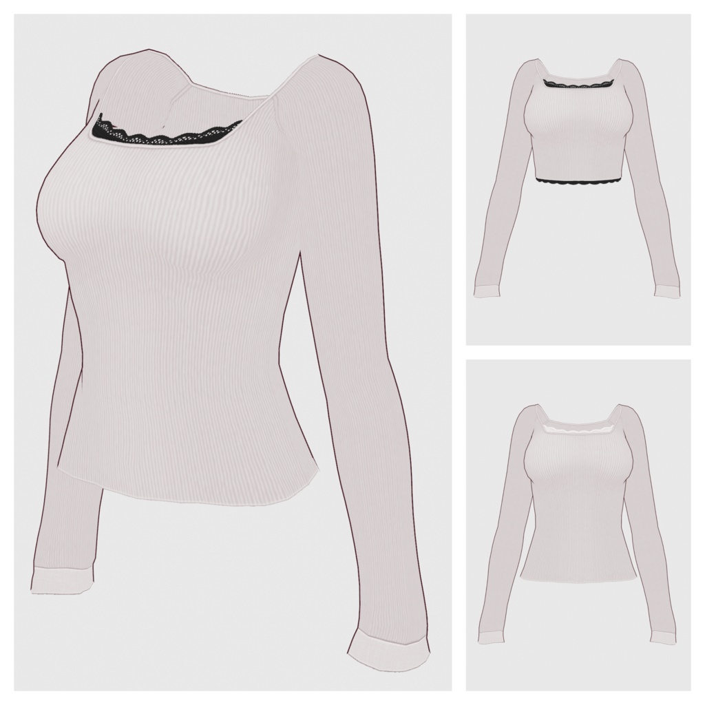 【#VRoid】スクエアネックトップス【#vroidcustomitem】