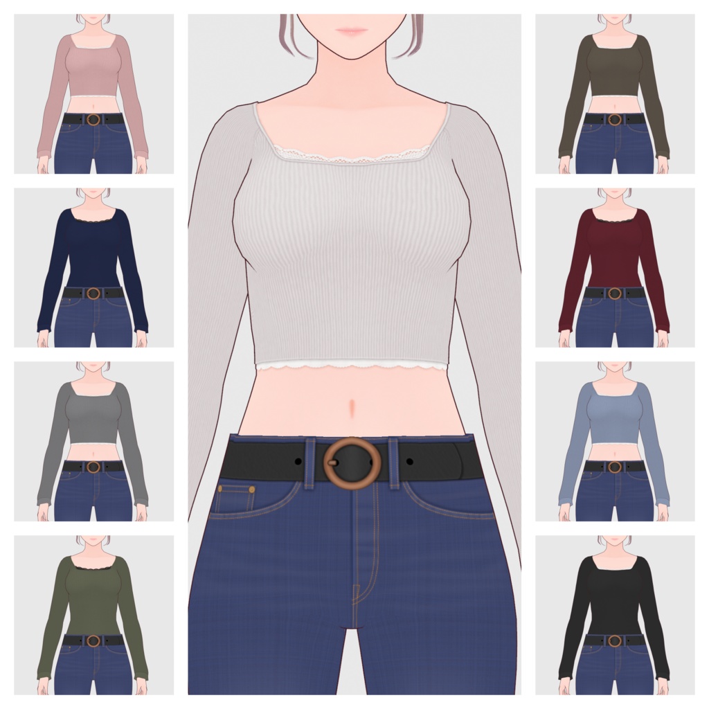 【#VRoid】スクエアネックトップス【#vroidcustomitem】