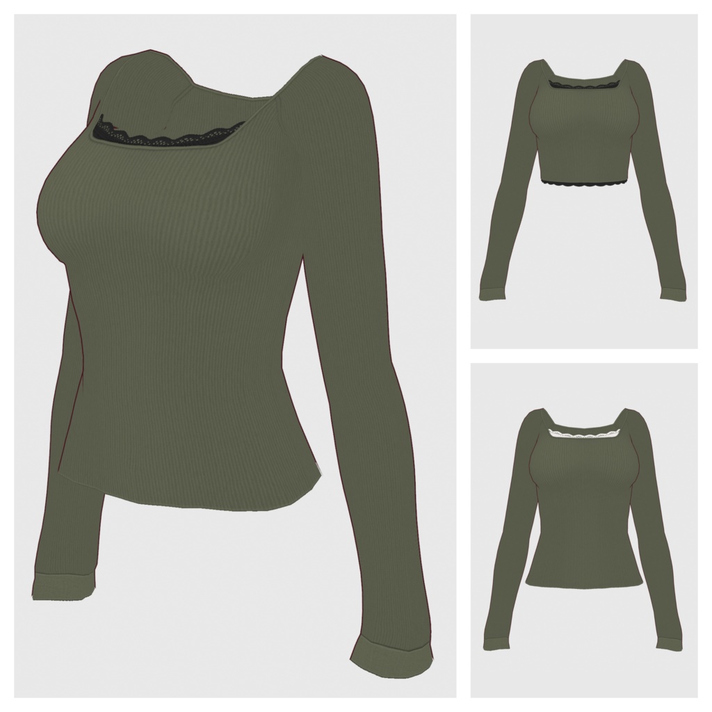 【#VRoid】スクエアネックトップス【#vroidcustomitem】