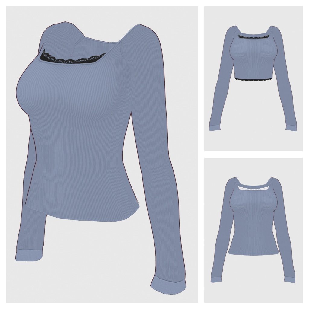 【#VRoid】スクエアネックトップス【#vroidcustomitem】