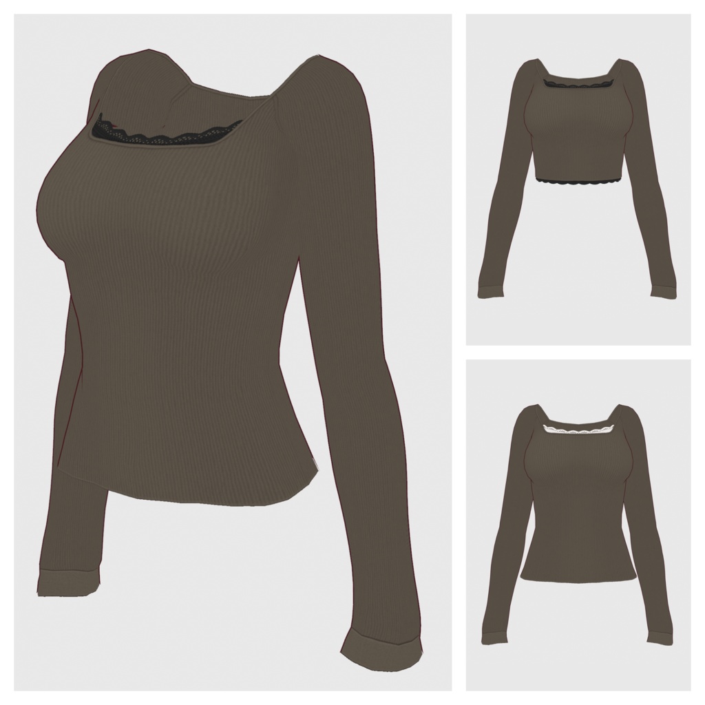 【#VRoid】スクエアネックトップス【#vroidcustomitem】