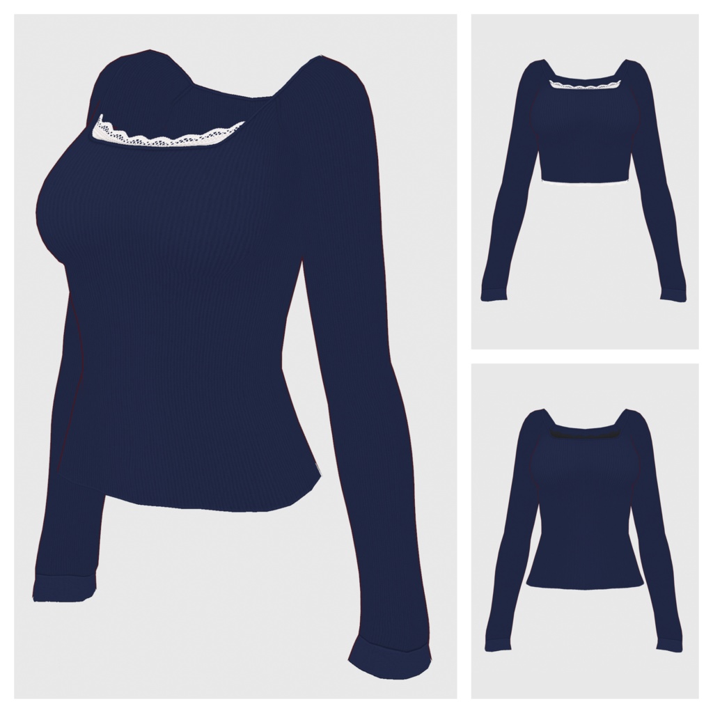 【#VRoid】スクエアネックトップス【#vroidcustomitem】