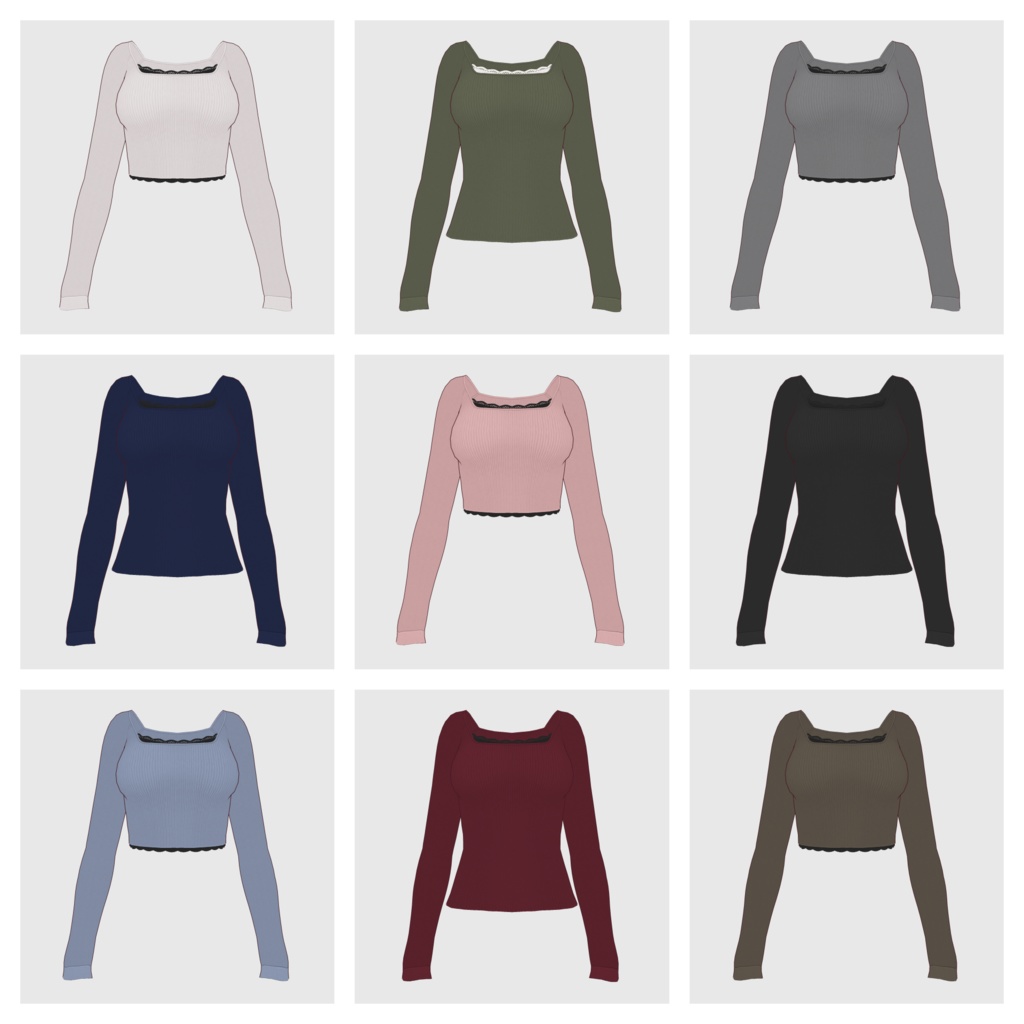 【#VRoid】スクエアネックトップス【#vroidcustomitem】