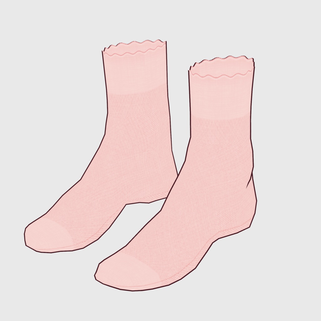 【#VRoid】フリルリブソックス(Free)【#vroidcustomitem】