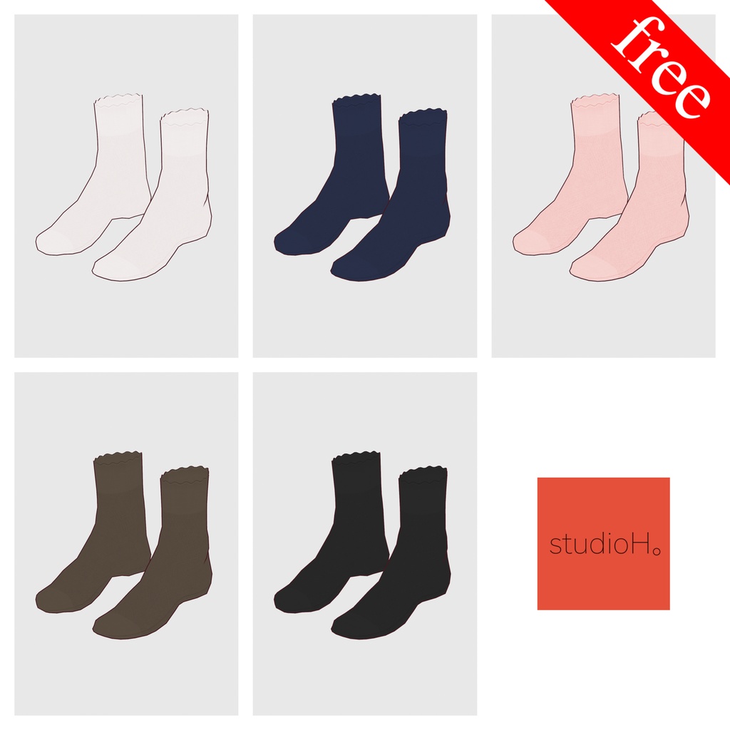 【#VRoid】フリルリブソックス(Free)【#vroidcustomitem】