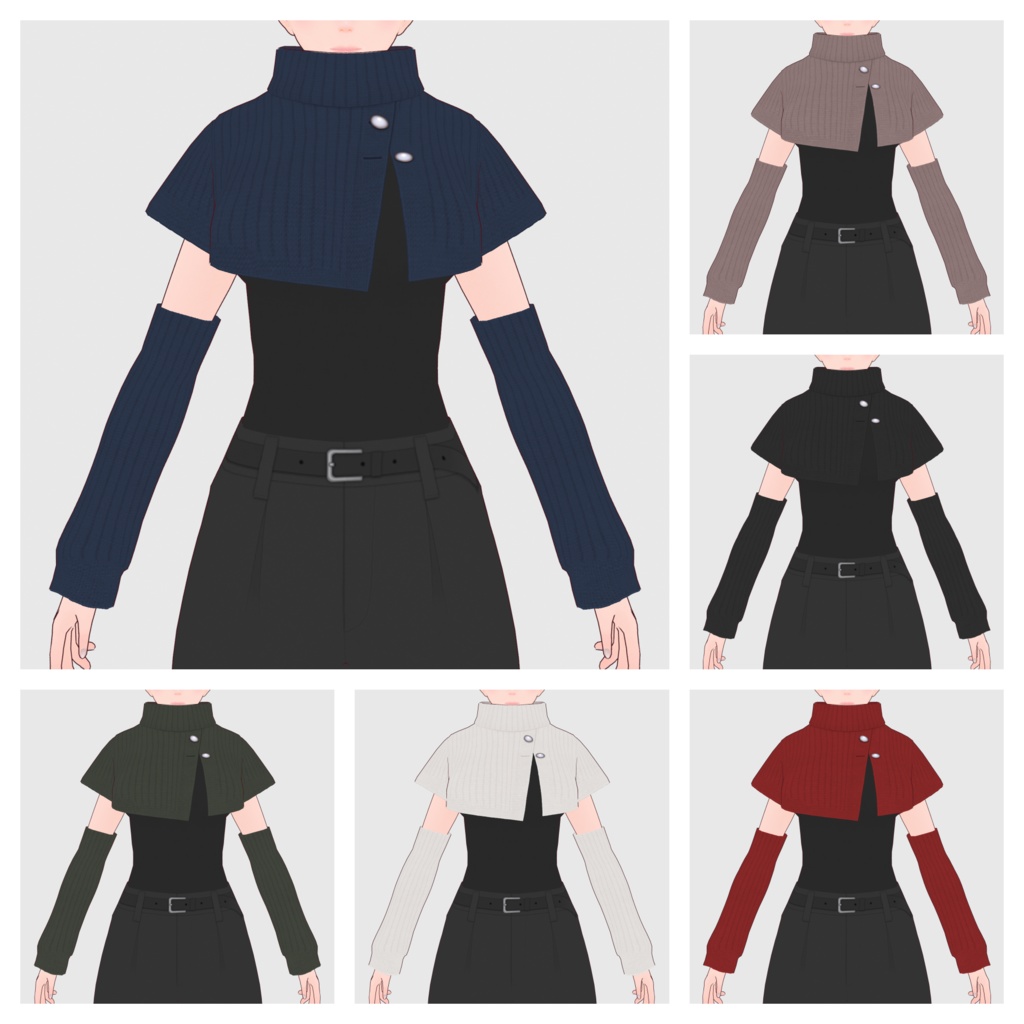 【#VRoid】ポンチョタイプニットトップ【#vroidcustomitem】