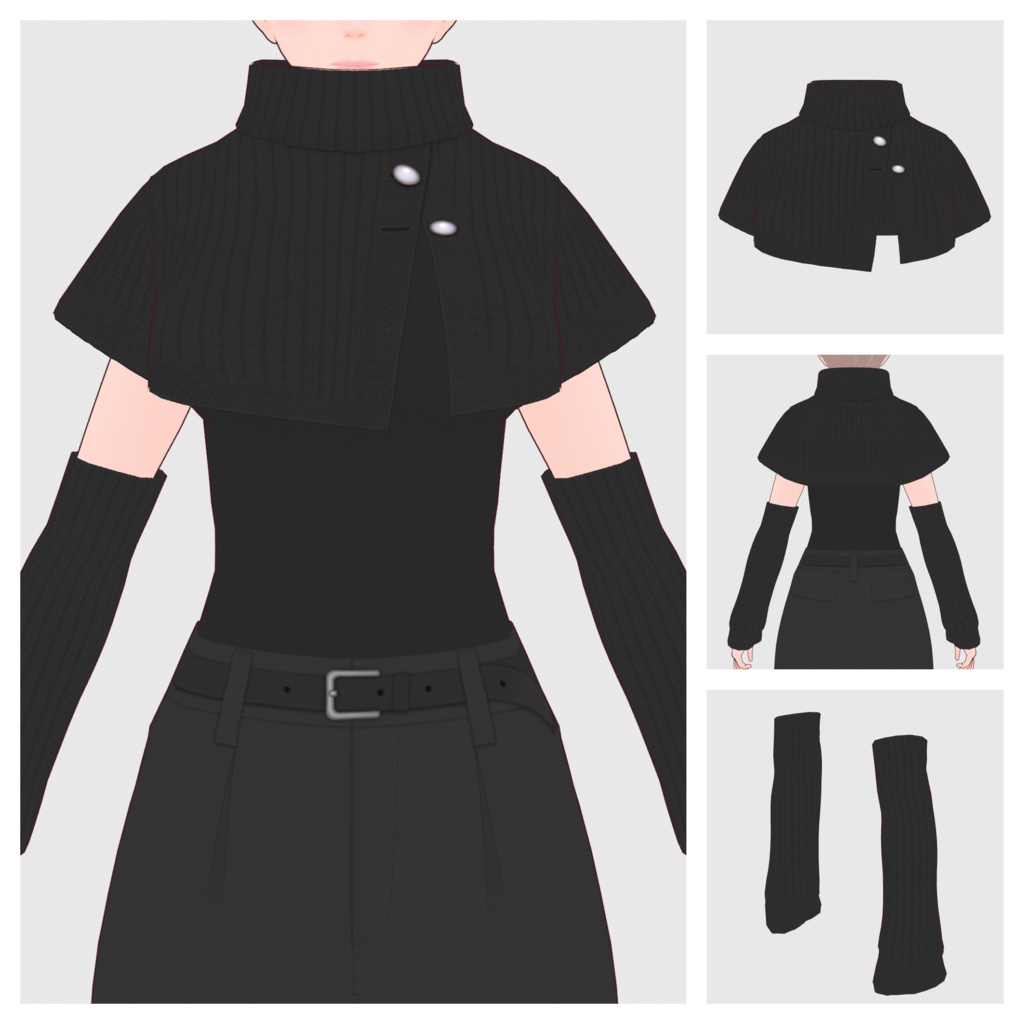 【#VRoid】ポンチョタイプニットトップ【#vroidcustomitem】