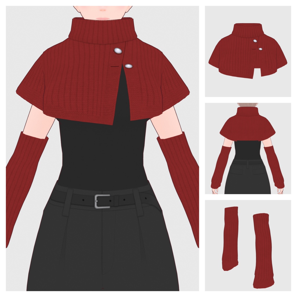 【#VRoid】ポンチョタイプニットトップ【#vroidcustomitem】