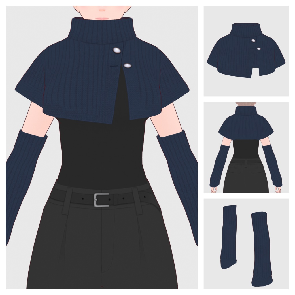 【#VRoid】ポンチョタイプニットトップ【#vroidcustomitem】