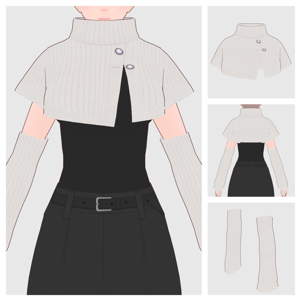 【#VRoid】ポンチョタイプニットトップ【#vroidcustomitem】