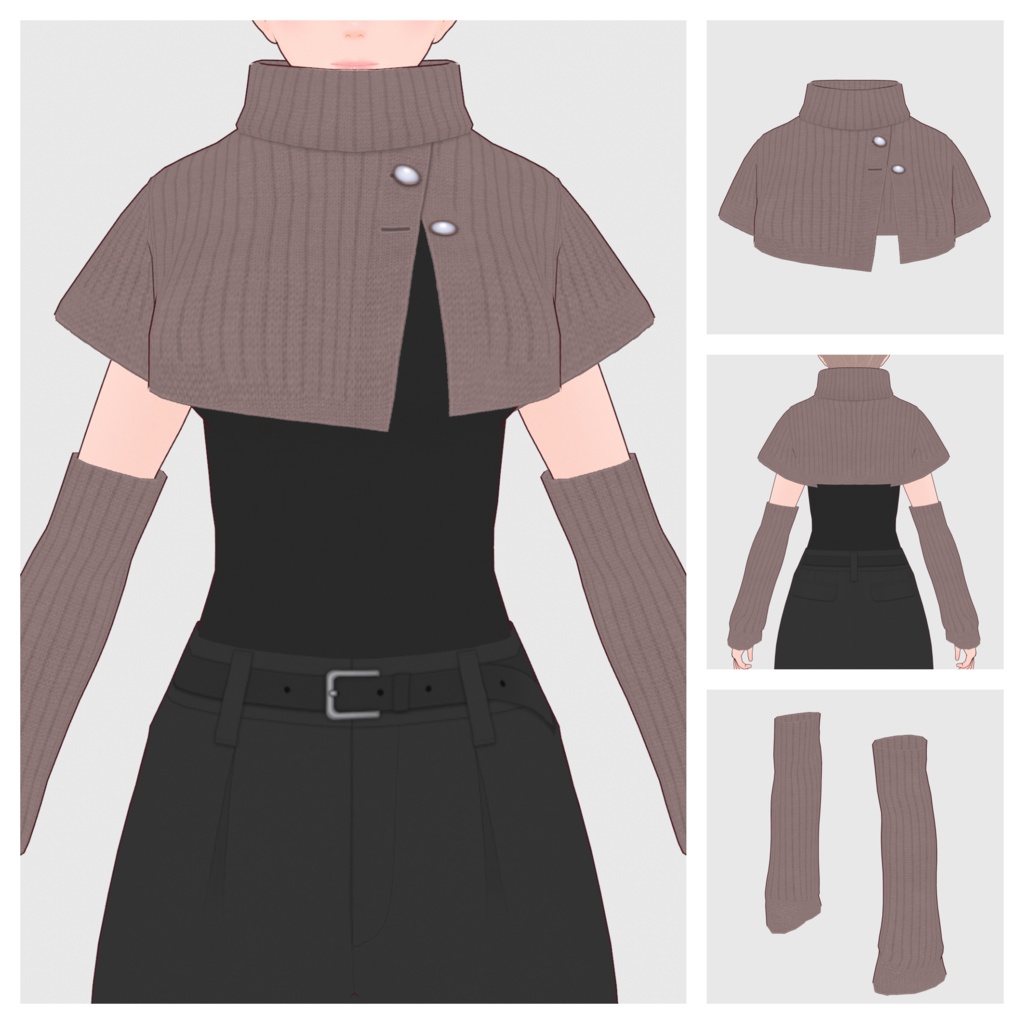 【#VRoid】ポンチョタイプニットトップ【#vroidcustomitem】