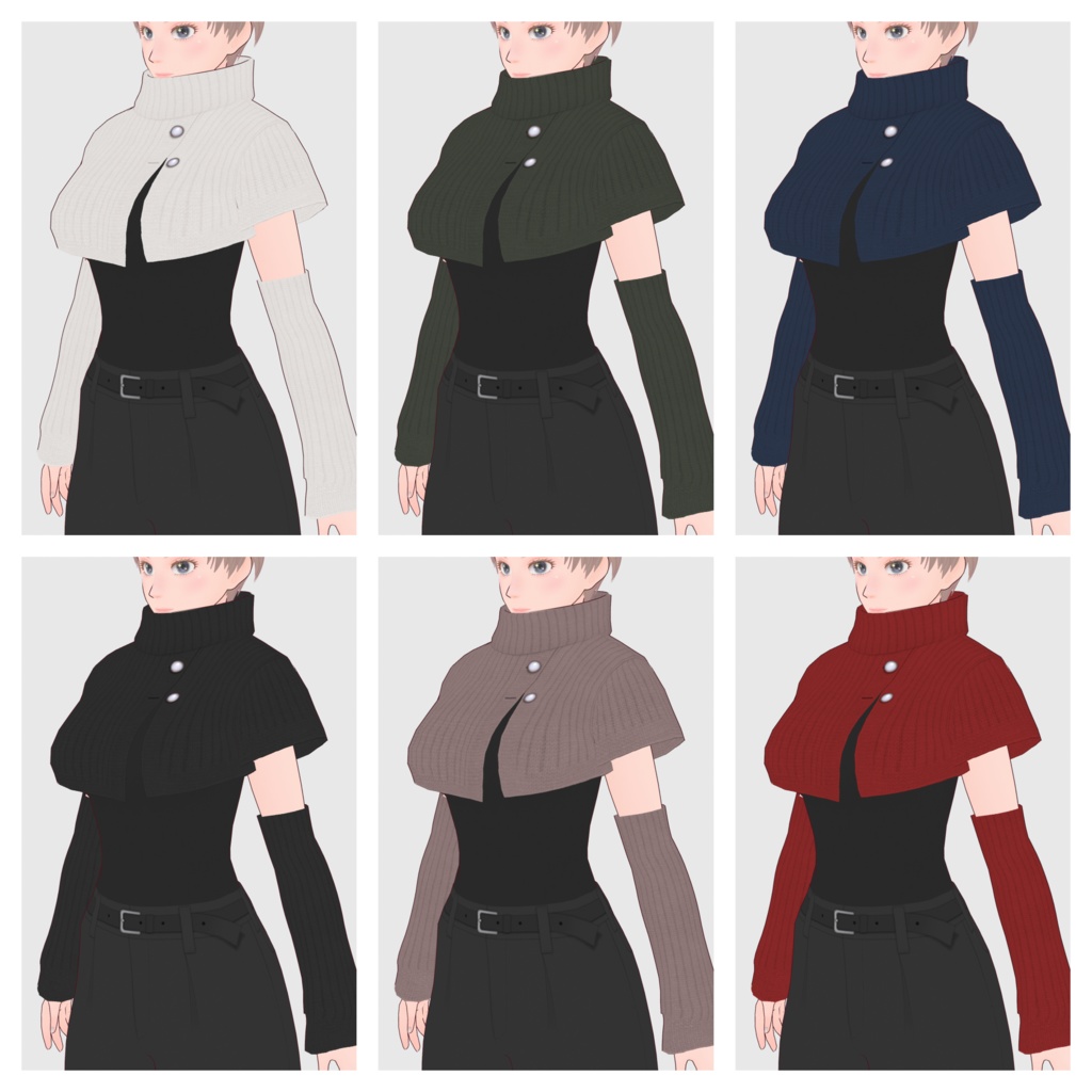 【#VRoid】ポンチョタイプニットトップ【#vroidcustomitem】