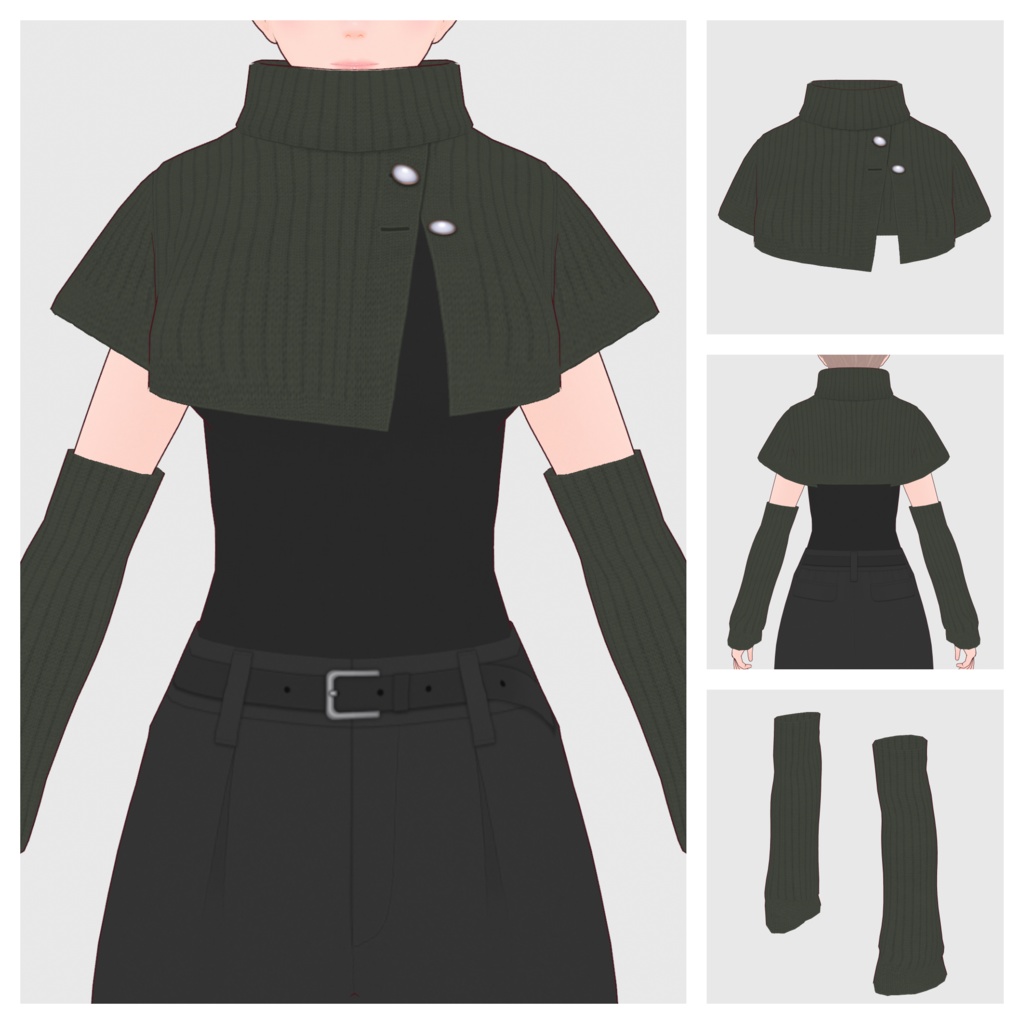 【#VRoid】ポンチョタイプニットトップ【#vroidcustomitem】