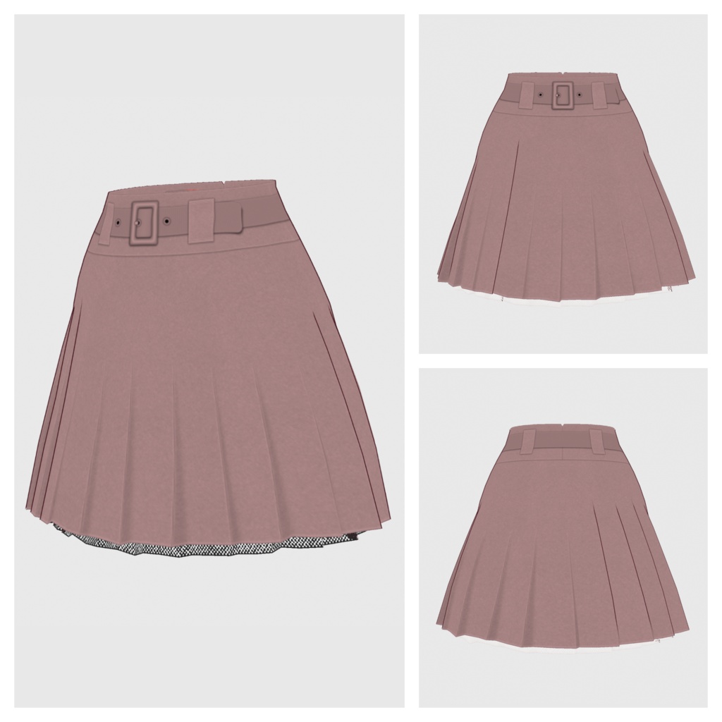 【#VRoid】ベルト付きプリーツスカート【#vroidcustomitem】