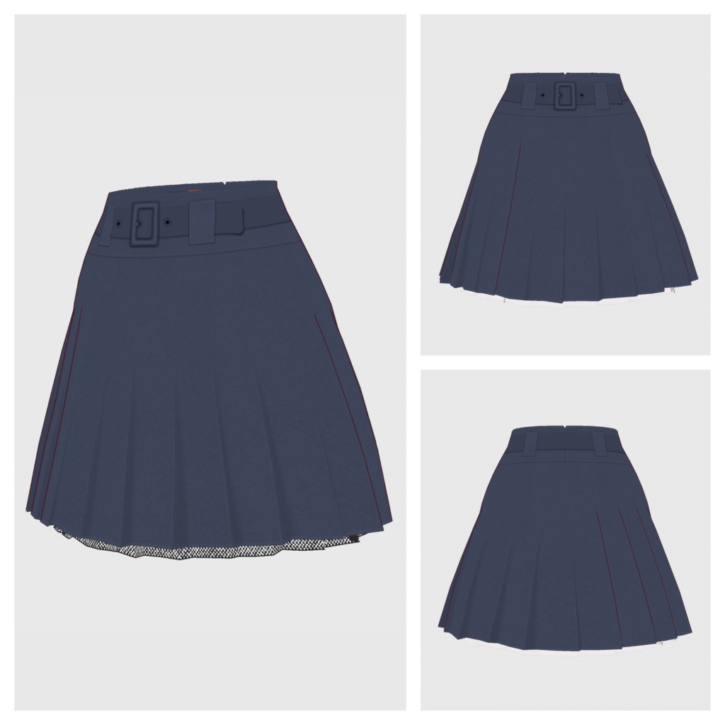 【#VRoid】ベルト付きプリーツスカート【#vroidcustomitem】
