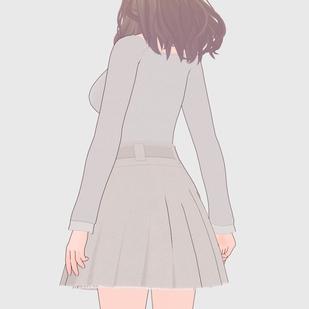【#VRoid】ベルト付きプリーツスカート【#vroidcustomitem】