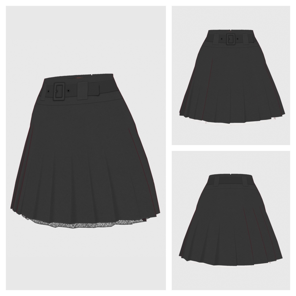【#VRoid】ベルト付きプリーツスカート【#vroidcustomitem】