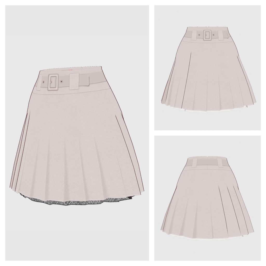 【#VRoid】ベルト付きプリーツスカート【#vroidcustomitem】