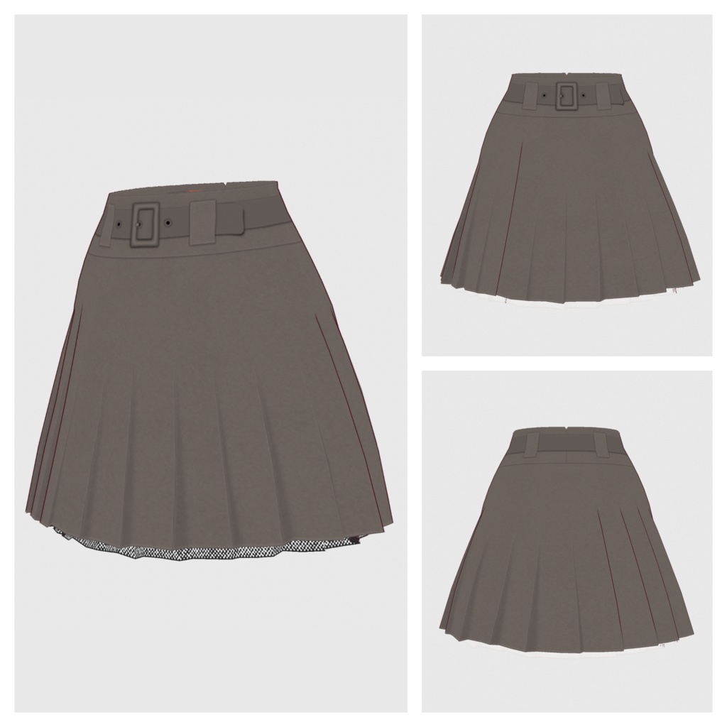 【#VRoid】ベルト付きプリーツスカート【#vroidcustomitem】