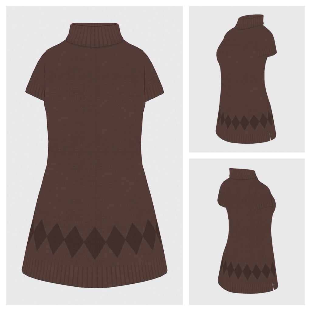 【#VRoid】タートルネック二ットチュニック【#vroidcustomitem】