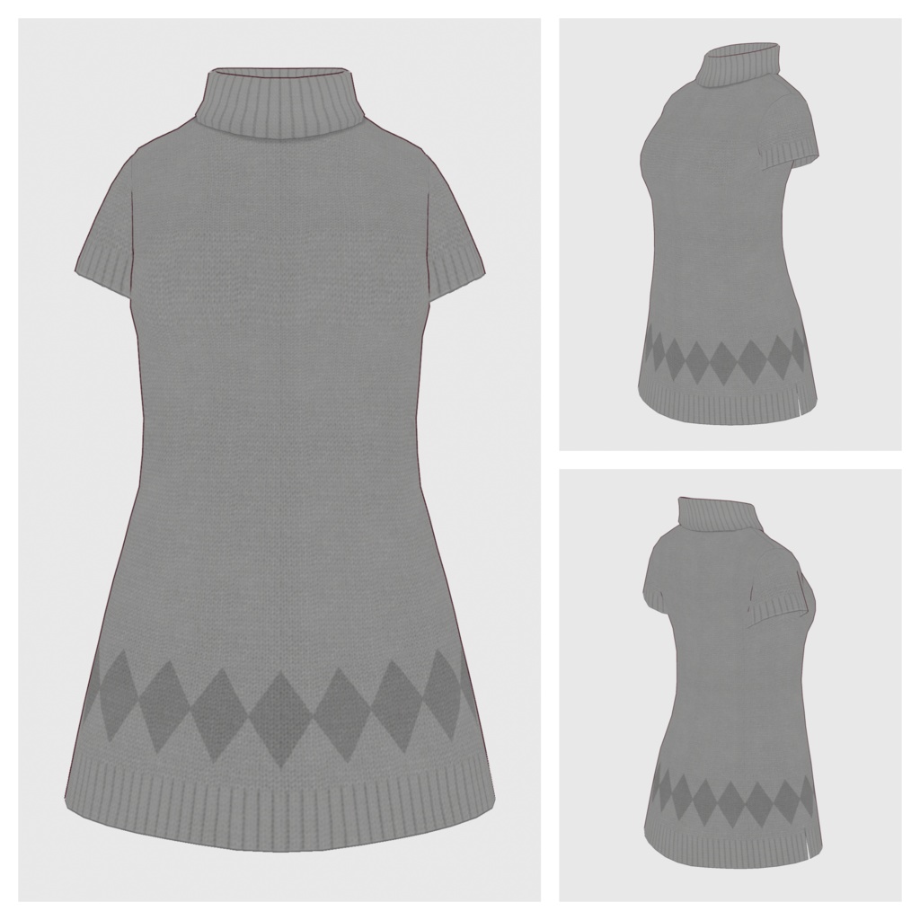 【#VRoid】タートルネック二ットチュニック【#vroidcustomitem】