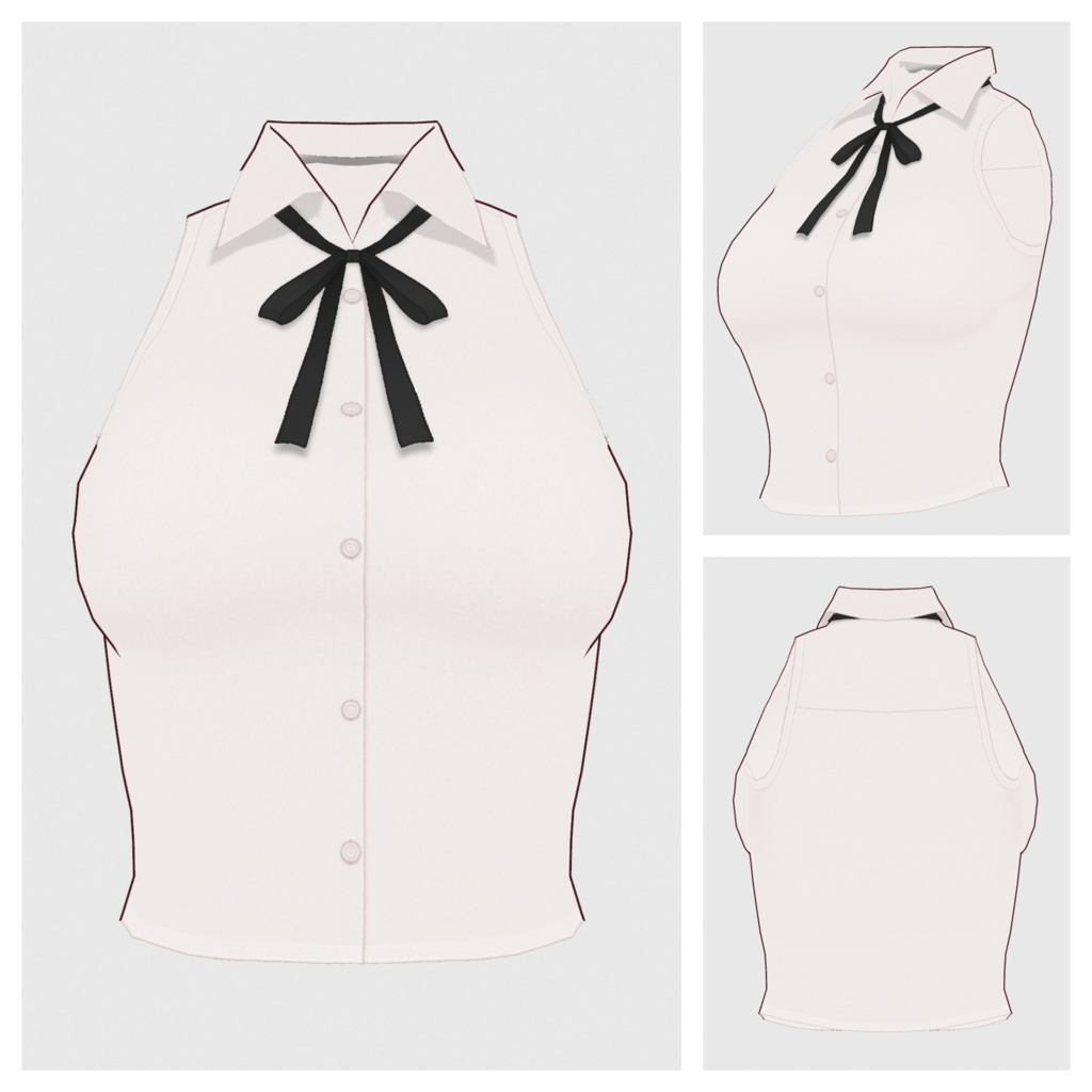 【#VRoid】ノースリーブブラウス【#vroidcustomitem】