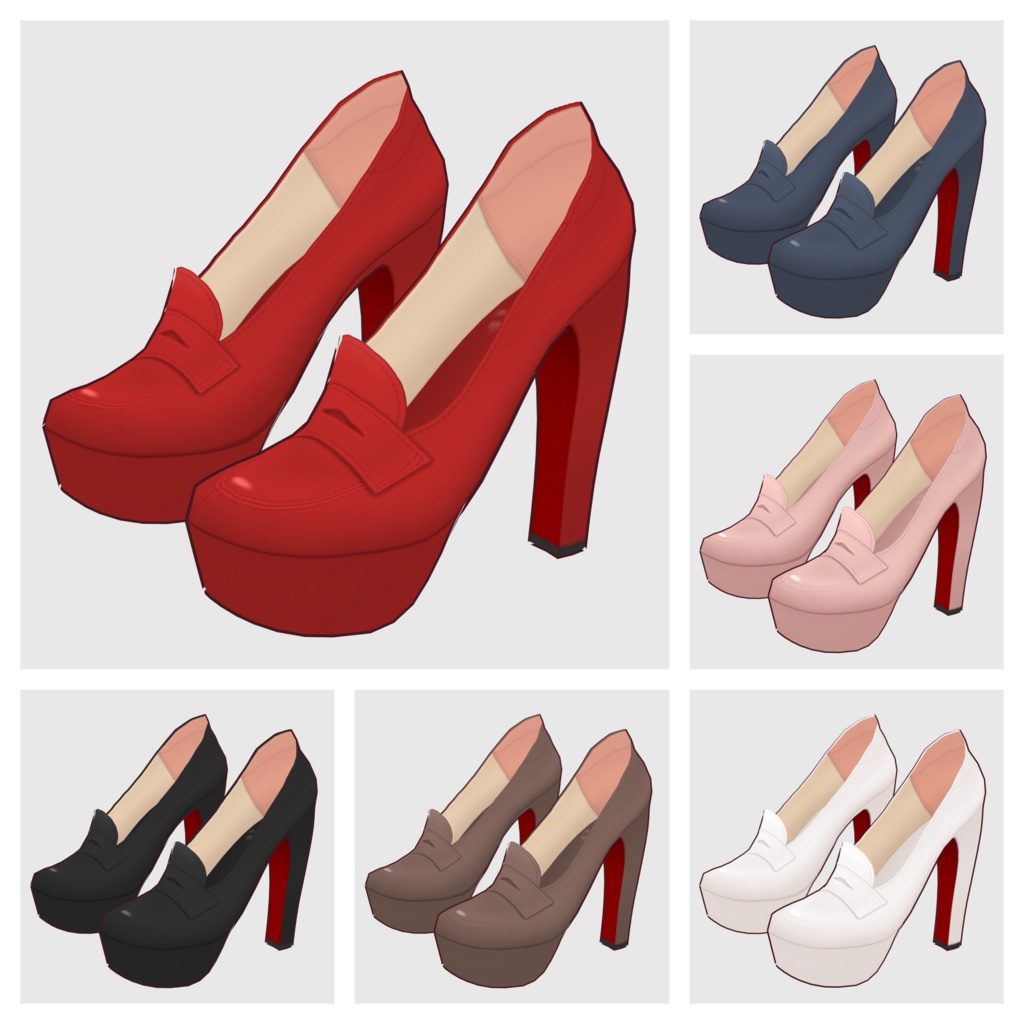 【#VRoid】ハイヒールローファー【#vroidcustomitem】