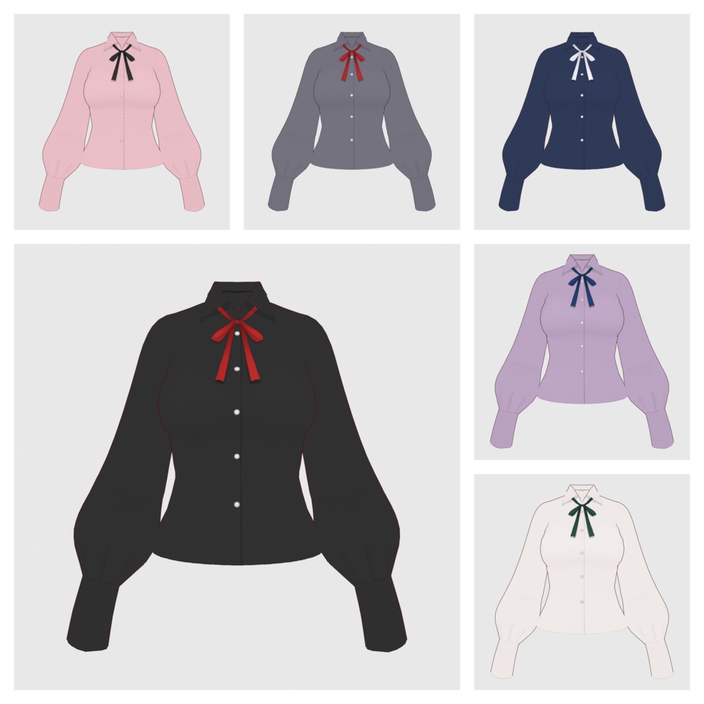 【#VRoid】ロングカフスブラウス【#vroidcustomitem】