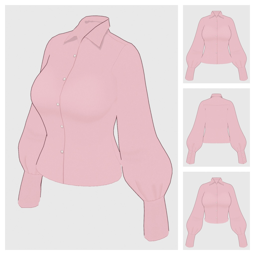 【#VRoid】ロングカフスブラウス【#vroidcustomitem】